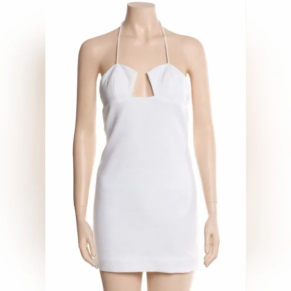 Monot White Halterneck crêpe minidress Xs